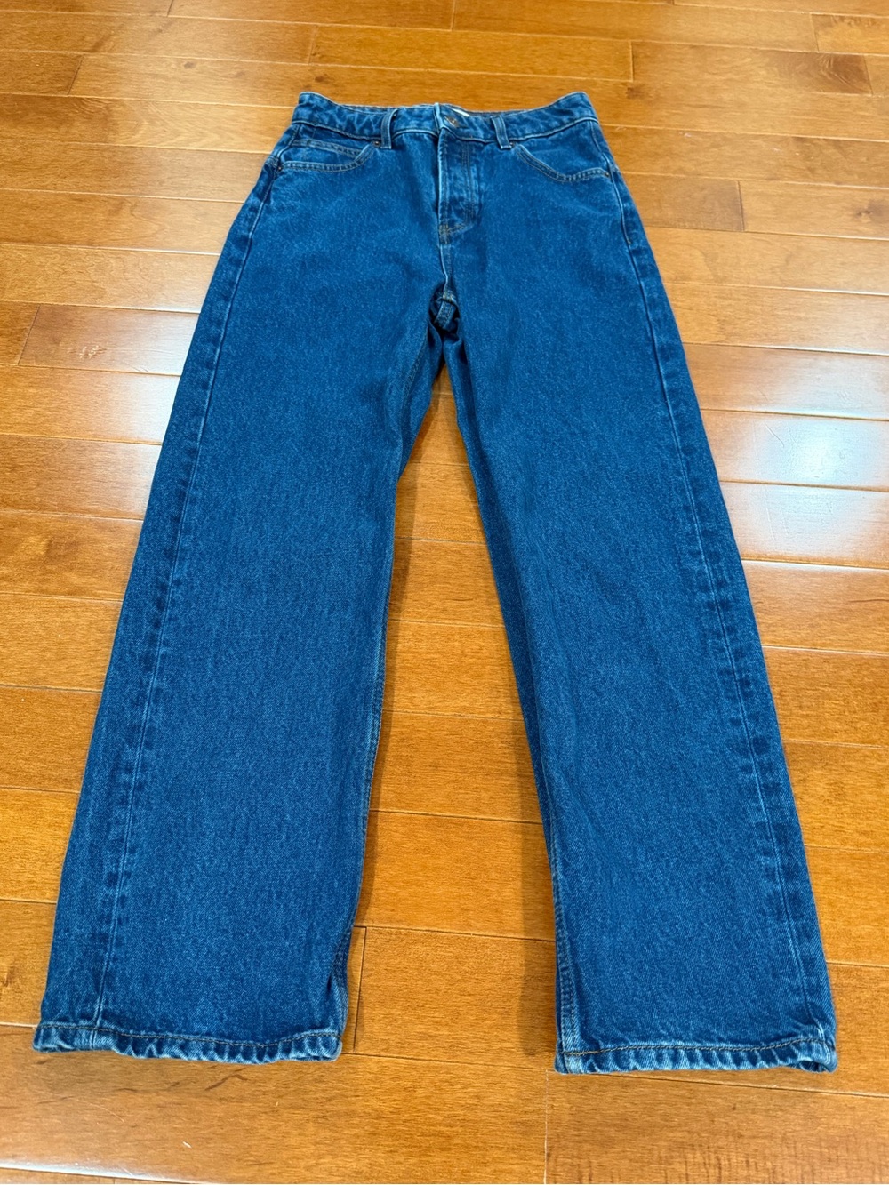 Free People We The Free Blue Cotton Deep Trance Boyfriends Jeans Sz. 24